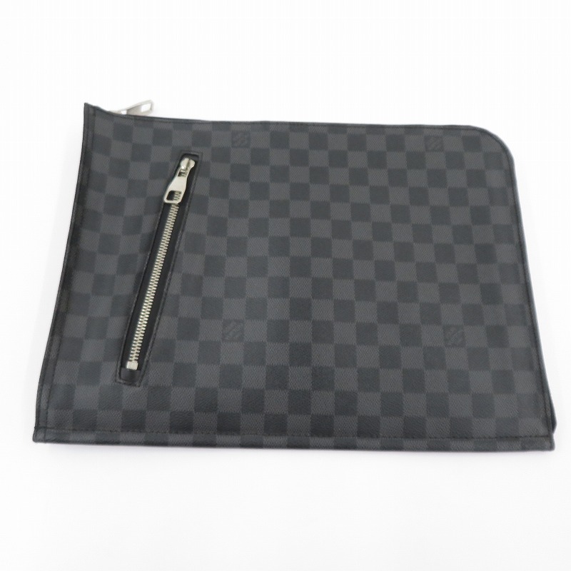 【中古】LOUIS VUITTON | ルイ・ヴィトン ダミエ グラフィット ポッシュ・ドキュマン クラッチバッグ N48247 ブラック【瀬戸大橋店】