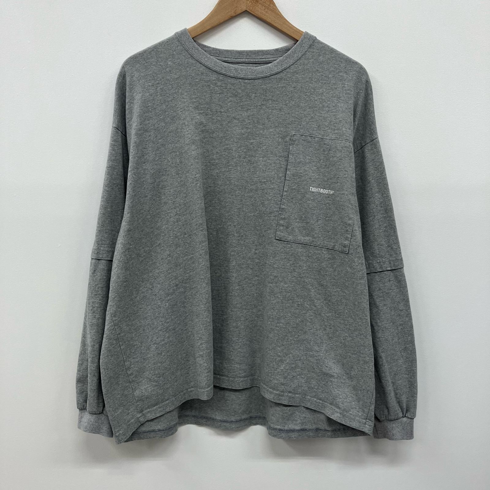 【中古】TIGHTBOOTH PRODUCTION | タイトブースプロダクション layered L/S tee 長袖Ｔシャツ グレー サイズ：L【イオン広店】