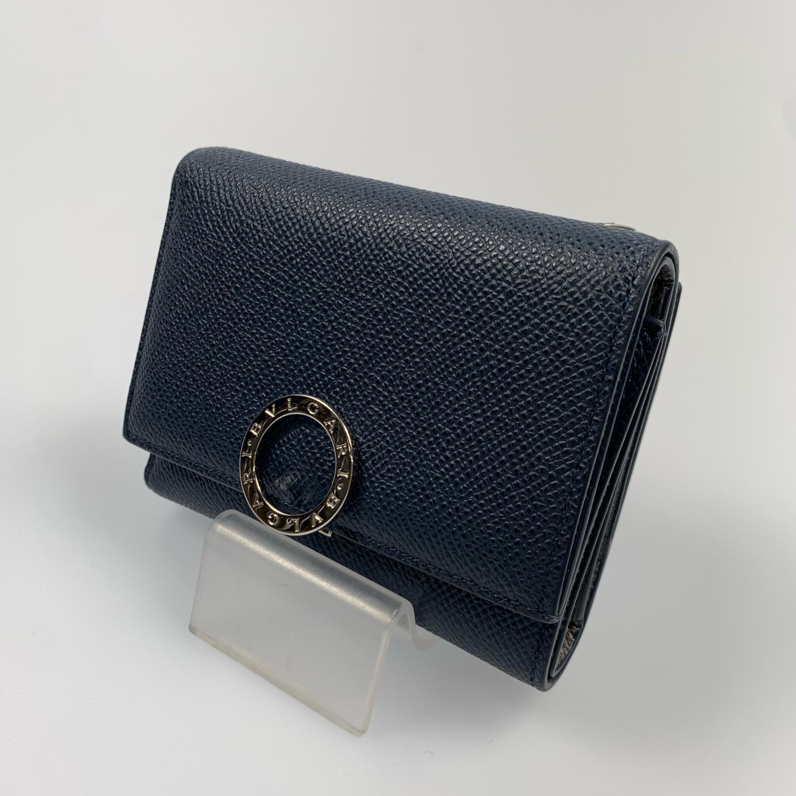 【中古】BVLGARI | ブル小峡谷 カーフスキン ロゴタイプゼムクリップ 三つ折り紙入れ 294540【姫路東店】