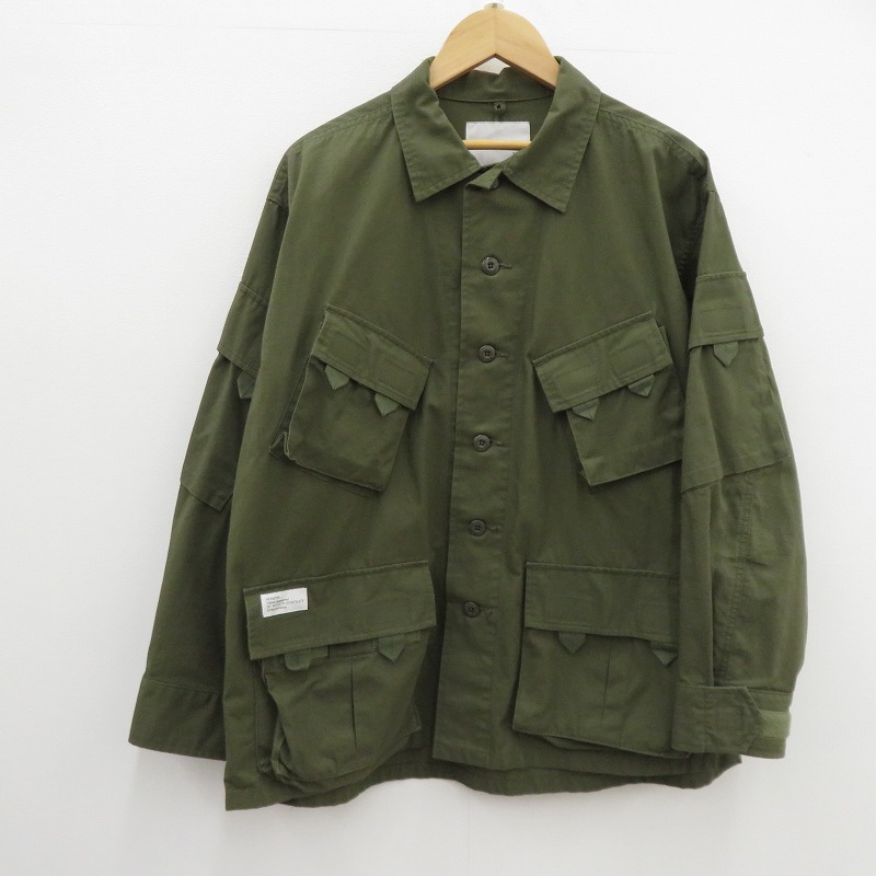 【中古】W)TAPS | ダブルタップス MODULAR LS COTTON RIPSTOP ミリタリージャケット 212BRDT-SHM03 カーキ サイズ：1【瀬戸大橋店】
