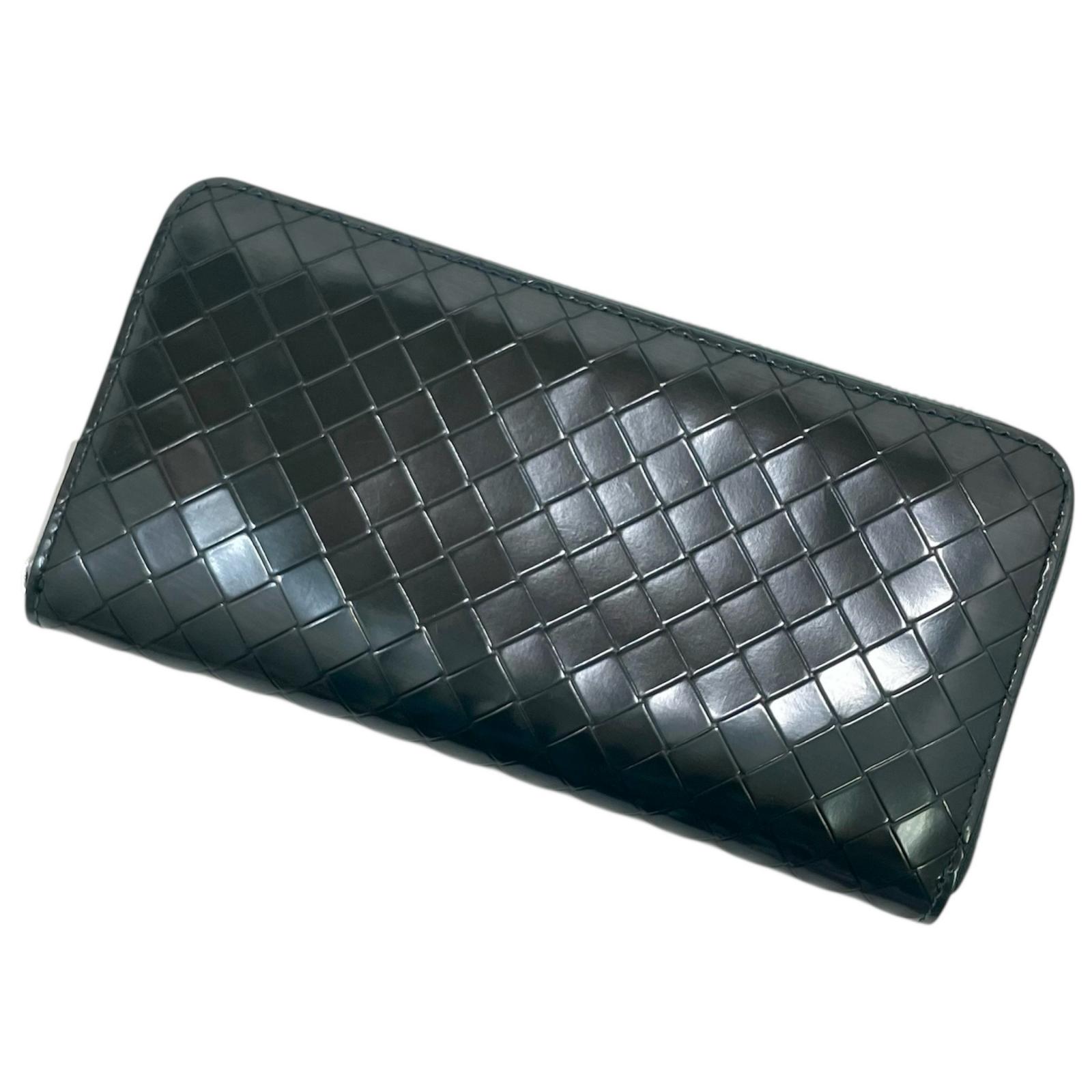 【中古】BOTTEGA VENETA | ボッテガヴェネタ イントレチャート ラウンドファスナー長財布 ブラック×グリーン【尾張小牧店】|お宝市番館