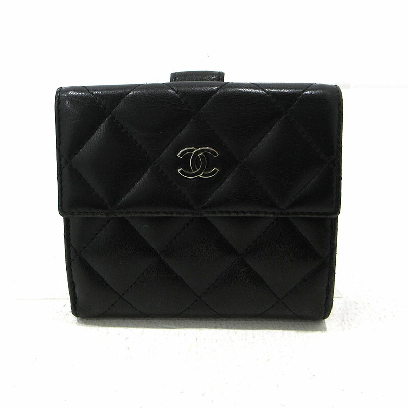 【中古】CHANEL | シャネル マトラッセ 子ヒツジ人はだ W引っかかり 二つ折り紙入れ A48980 黒いこと【三重中央局】