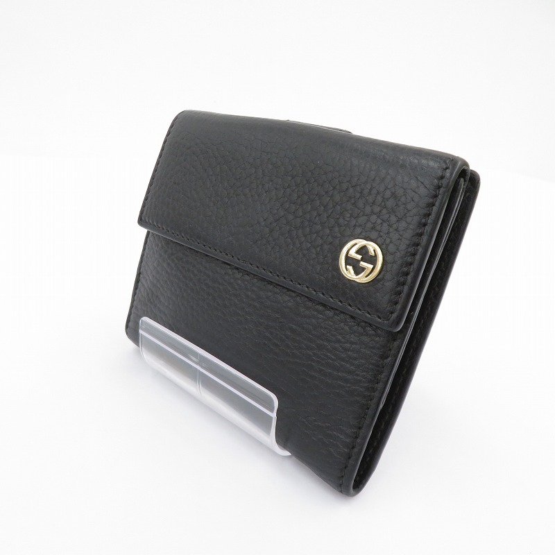 【中古】GUCCI | グッチ インターロッキング G 二つ折り財布 449405・2091 ブラック【瀬戸大橋店】 16,416円