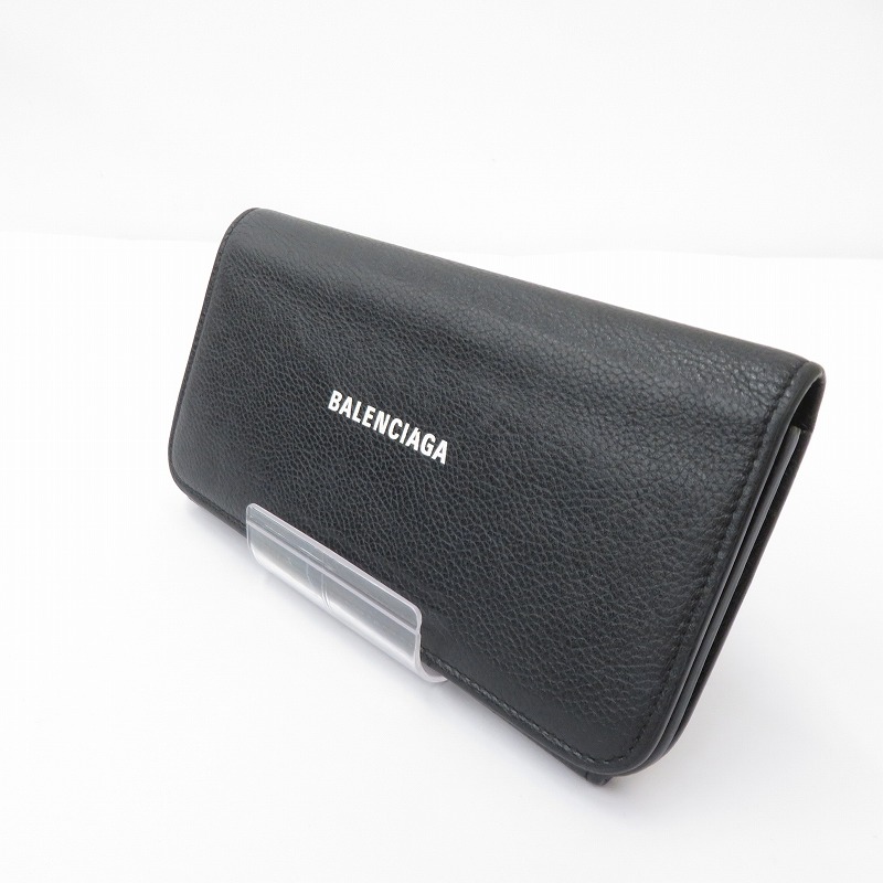 【中古】BALENCIAGA | バレンシアガ 長札入れ 594289・1080・V・53126 黒いこと【瀬戸大橋店】 バッグ・小物・ブランド雑貨-レディース財布