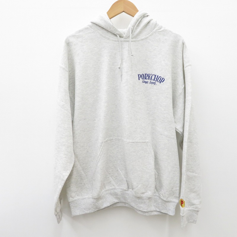 【中古】PORK CHOP | ポークチョップ PORK BACK HOODIE パーカー グレー サイズ：M【瀬戸大橋店】