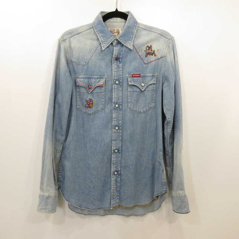 【中古】HYSTERIC GLAMOUR | ヒステリックグラマー Oh Yeah刺繍 その他トップス 02191AH10 ライトブルー サイズ：M【姫路東店】