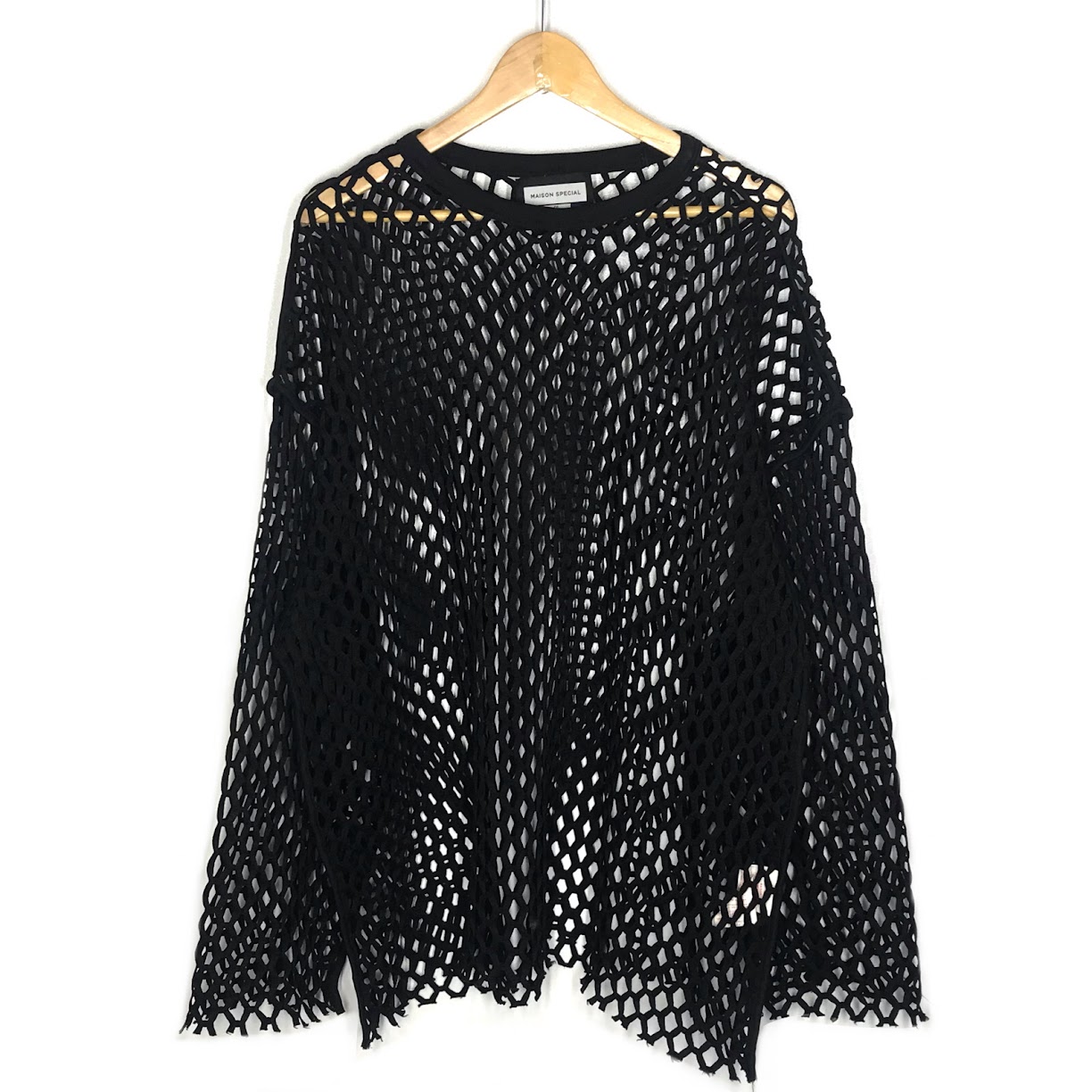 【中古】MAISON SPECIAL | メゾンスペシャル ハニカムビッグメッシュプライムオーバークルーネックロングスリーブTシャツ 長袖Ｔシャツ 11221411304 ブラック サイズ：1【倉吉店】