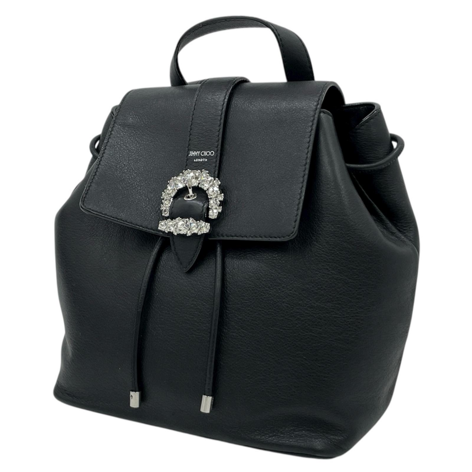 【中古】JIMMY CHOO | ジミーチュウ ビジュー 結晶 うしろ側容器に並べる 背嚢・デイパック 黒いこと【尾張小牧店】