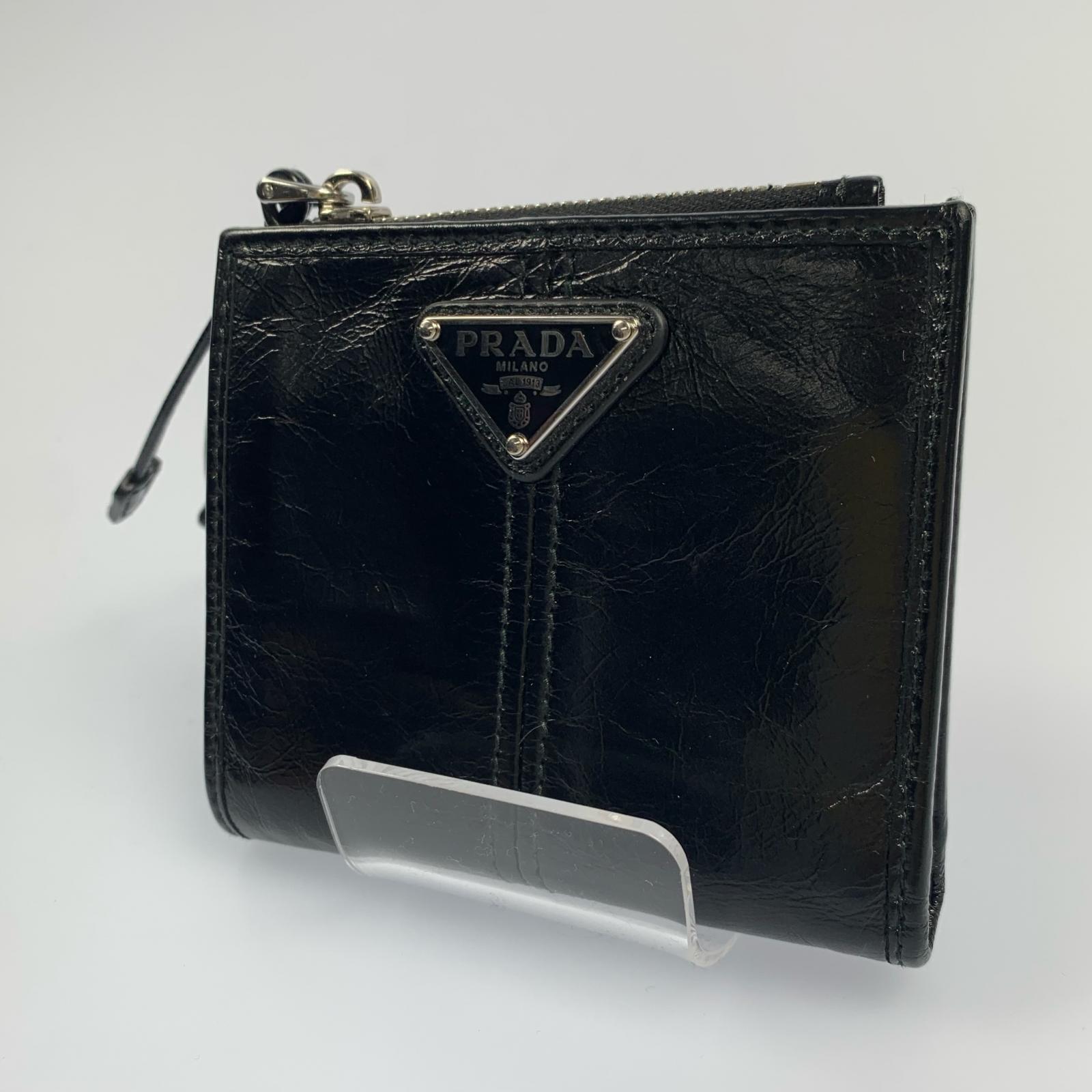 【中古】PRADA | プラダ SOFT LUX 二つ折り財布 2ML049 2025S/S ブラック【姫路東店】