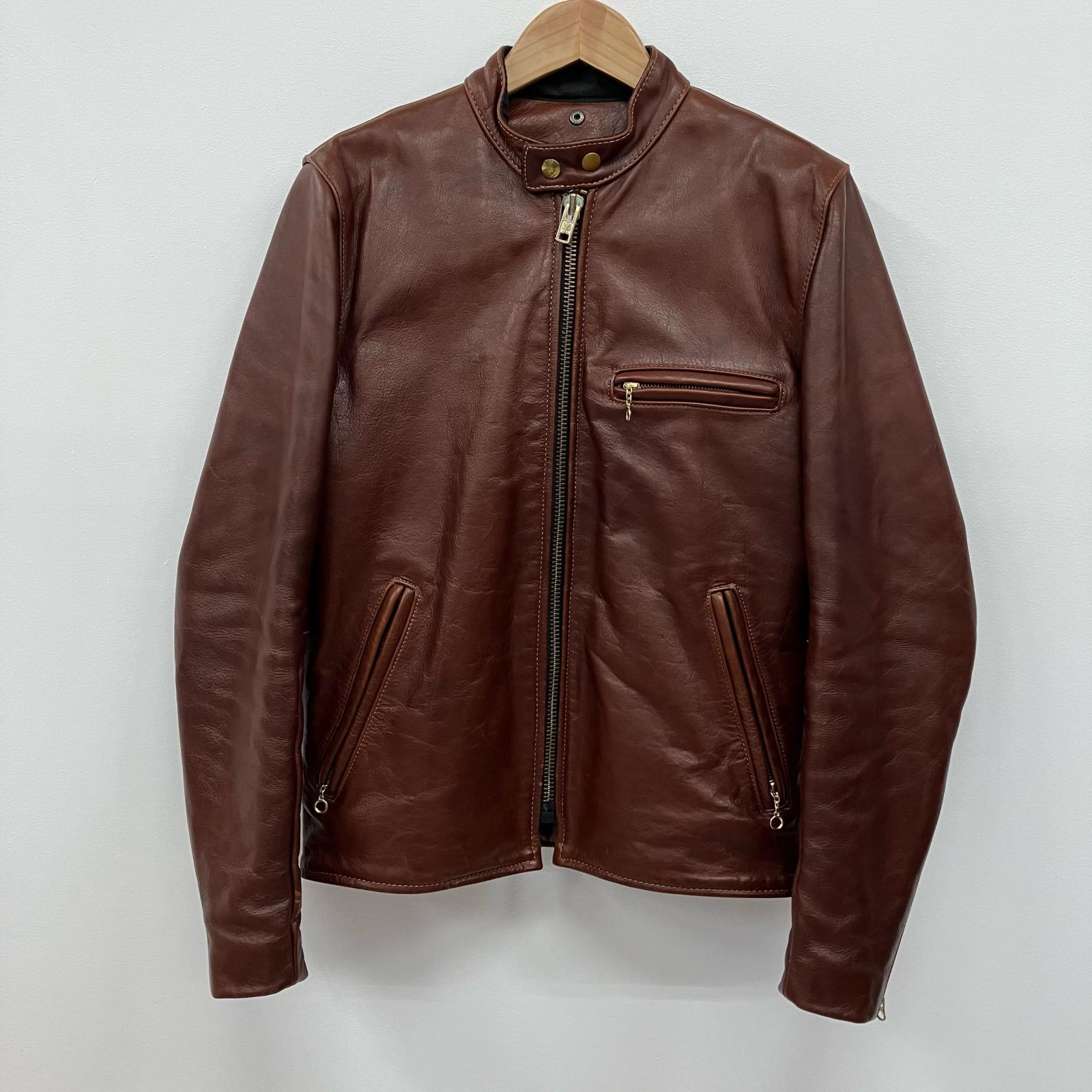 【中古】VANSON | バンソン MODEL B シングルライダース ライダースジャケット ブラウン サイズ：38【イオン広店】