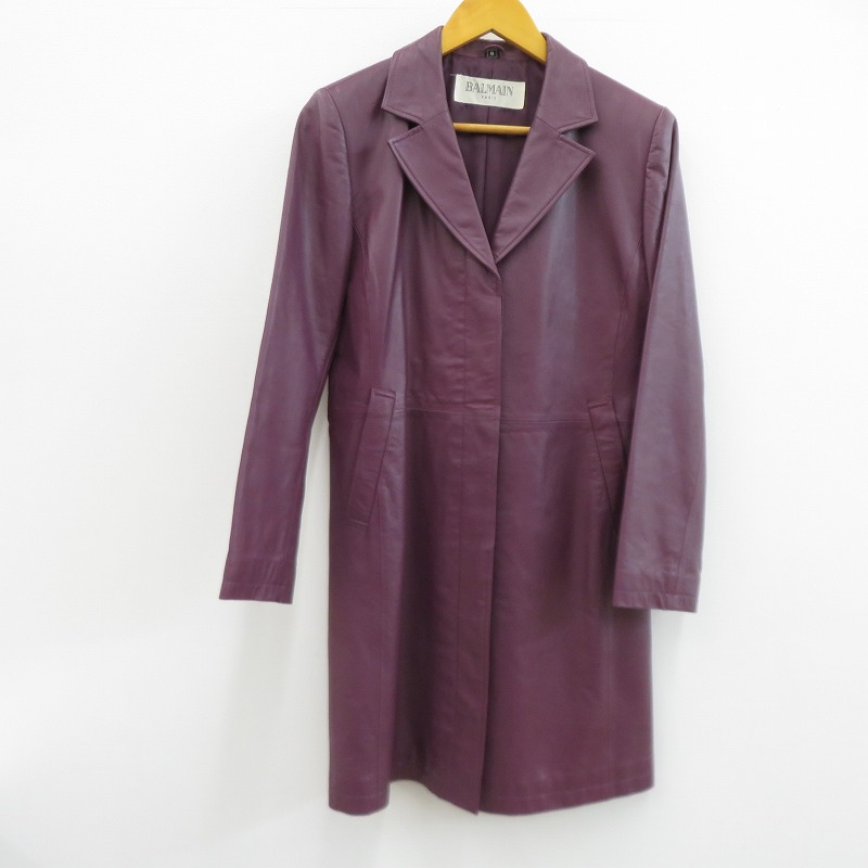 【中古】BALMAIN | バルマン ジャケット レザー - サイズ：9 パープル【瀬戸大橋店】