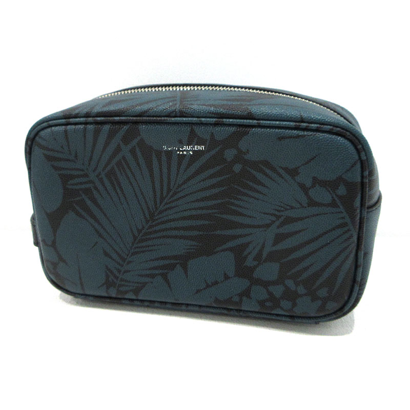 【中古】SAINT LAURENT | サンローラン ボタニカル 二番め御徒面子 合財袋 GUE650125 緑であること【三重中央局】