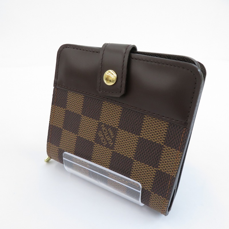 【中古】LOUIS VUITTON | ルイ・ヴィトン ダミエ コンパクト・ジップ 二つ折り紙入れ N61668 赤銅色【瀬戸大橋店】