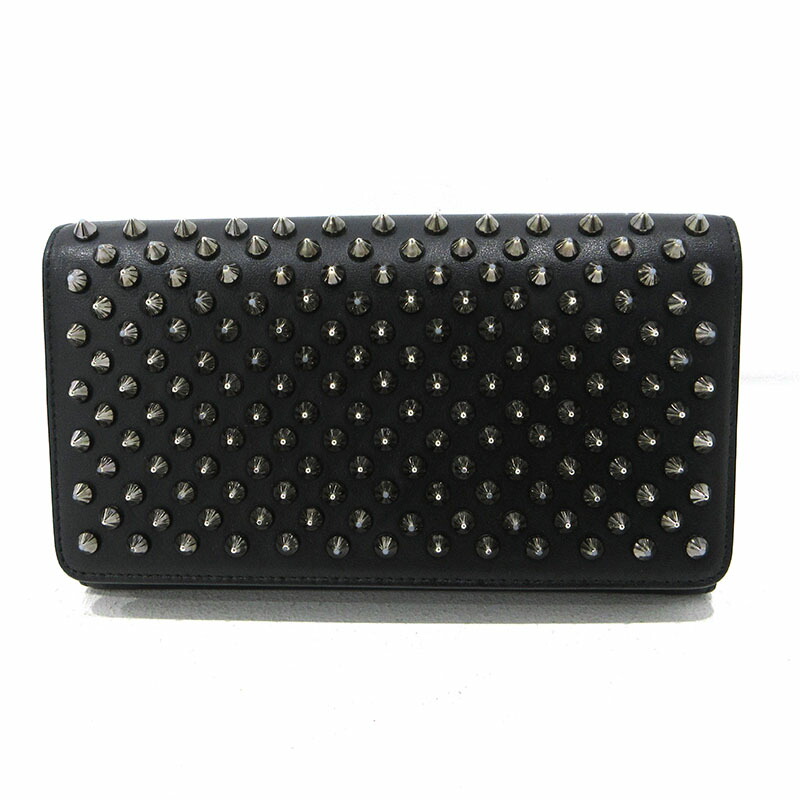 【中古】Christian Louboutin | クリスチャンルブタン マカロンウォレット スタッズ 二つ折り 長財布 1165076 ブラック【三重本店】