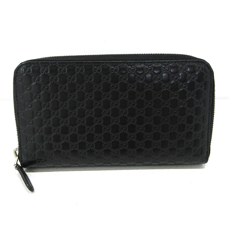 【中古】GUCCI | グッチ マイクログッチシマ ラウンドファスナー 長財布 544473 ブラック【三重本店】