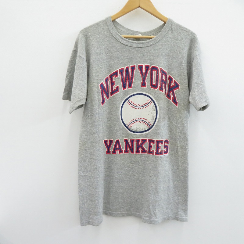 【中古】Champion | チャンピオン USA製/NYヤンキース 80’ 半袖Tシャツ グレー サイズ:L【瀬戸大橋店】