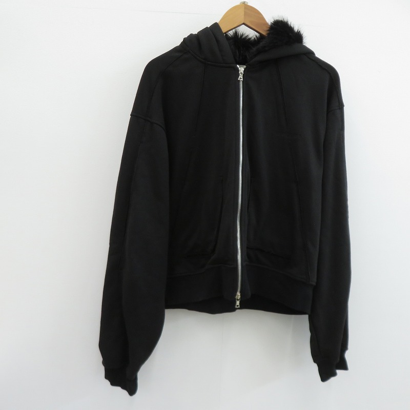 【中古】 NULLUS ファーダブルジップ パーカー ブラック サイズ：不明【瀬戸大橋店】