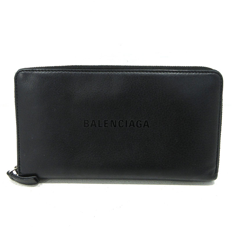 【中古】BALENCIAGA | バレンシアガ エブリデイ ラウンドファスナー長財布 ブラック【三重本店】