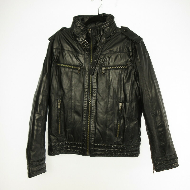【中古】 LIUGOO LEATHERS リューグーレザーズ ウィングネック ダウンライダース ダウンジャケット WNG12A ブラック サイズ:M【姫路東店】|お宝市番館