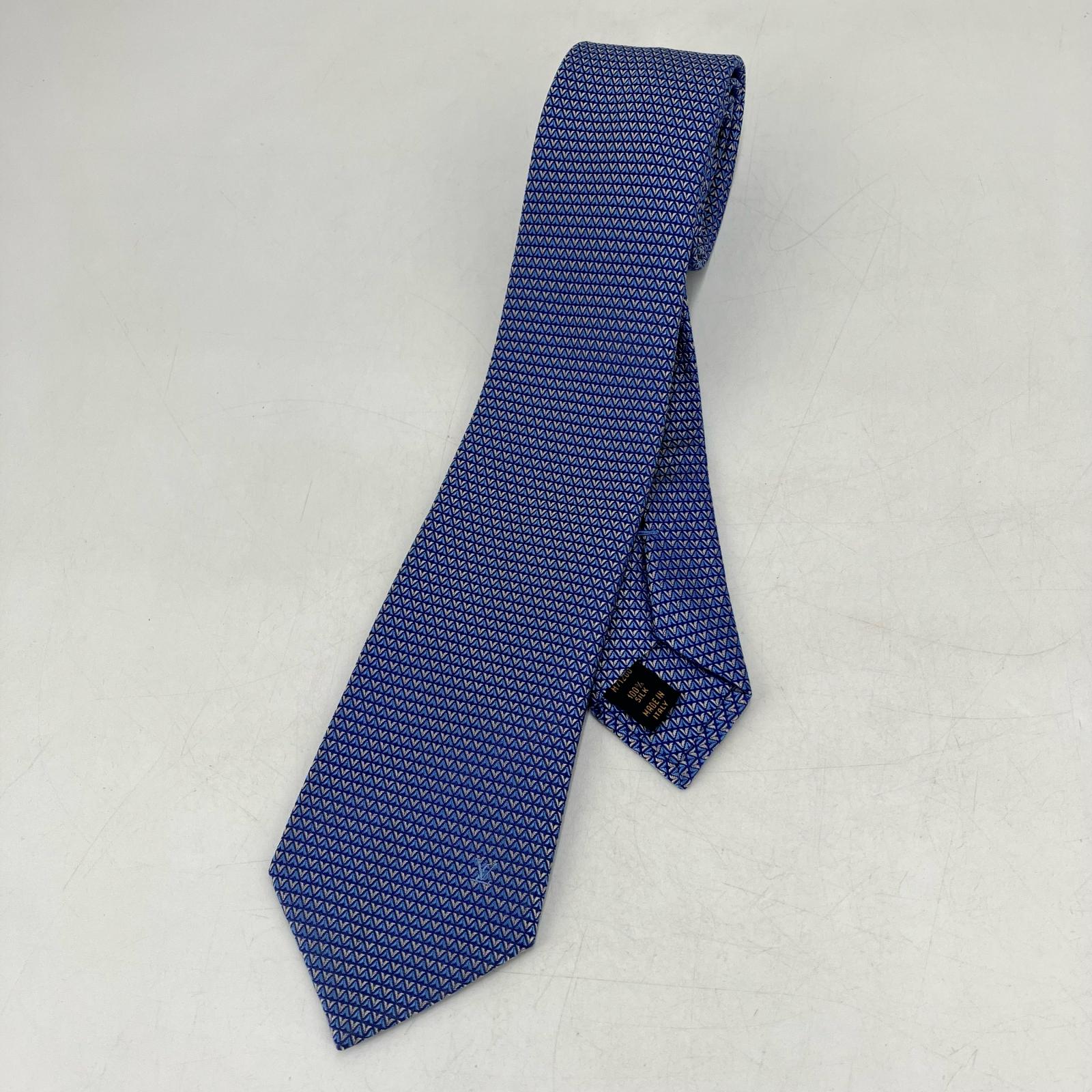 【中古】LOUIS VUITTON | ルイ・ヴィトン ネクタイ・ダイヤモンドブイ8CM ネクタイ M71200 ライトブルー【イオン広店】