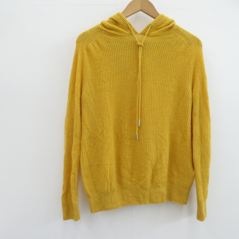 【中古】MONCLER | モンク軌跡 GIROCOLLO CON CAPPUCCIO TRICOT 編み物 パーカー H10939G00002 黄色 大きさ：S【瀬戸大橋店】