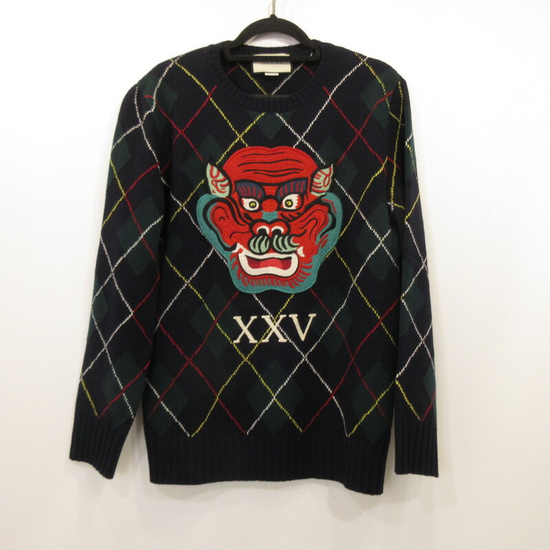 【中古】GUCCI | グッチ アーガイルチェック柄羊毛編み物 スウェーター 474333 国内置き目品 大きさ：XS【姫路東店】