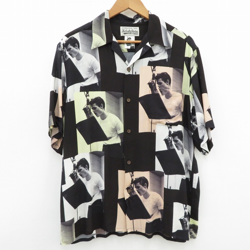 【中古】WACKOMARIA | ワコマリア CHET BAKER S/S HAWAIIAN SHIRT 余分の物トップス 黒いこと 大いさ：L【瀬戸大橋店】 トップス-メンズファッション