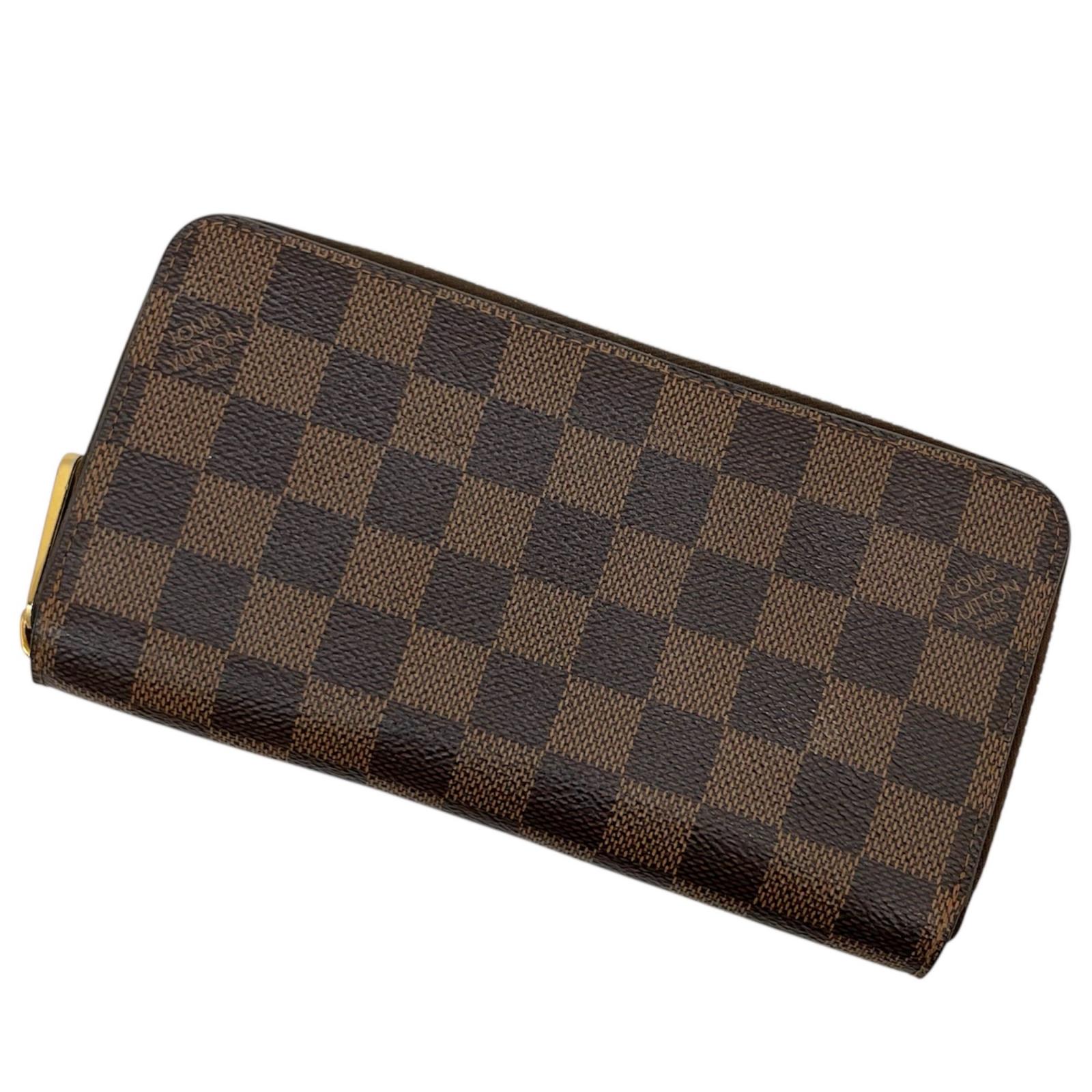 【中古】LOUIS VUITTON | ルイ・ヴィトン ジッピーウォレット ダミエ ラウンドジッパー長紙入れ N60046 ローズバレリーヌ 赤銅色×さくら色【尾張小牧店】
