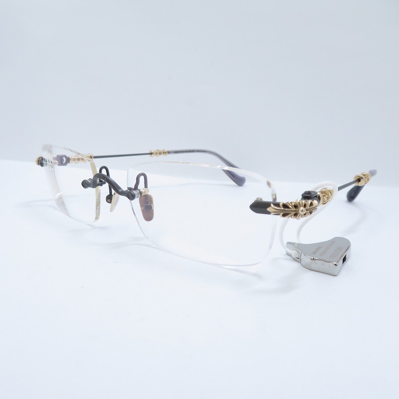 【中古】CHROME HEARTS | クロムハーツ PILLS I 度入り口・入口 眼鏡 - 大きさ：55□20-144 うす暗い薄墨色【瀬戸大橋店】