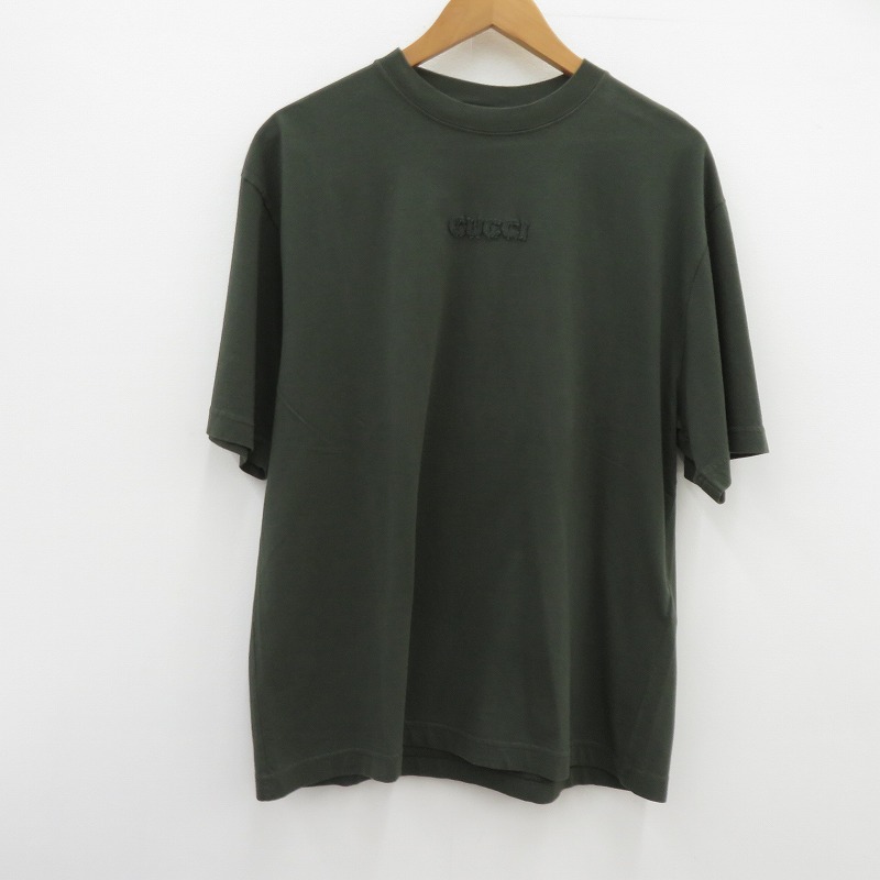【中古】GUCCI | グッチ エンブロイダリー コットンジャージー Tシャツ 半袖Ｔシャツ 798115XJG543217 カーキ サイズ：XS【瀬戸大橋店】