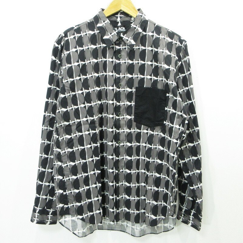 【中古】BLACK COMME des GARCONS | ブラックコムデギャルソン 総柄長袖プルオーバー \u002709 1E-B201 薄墨色×黒いこと 大きさ：L【三重中央局】