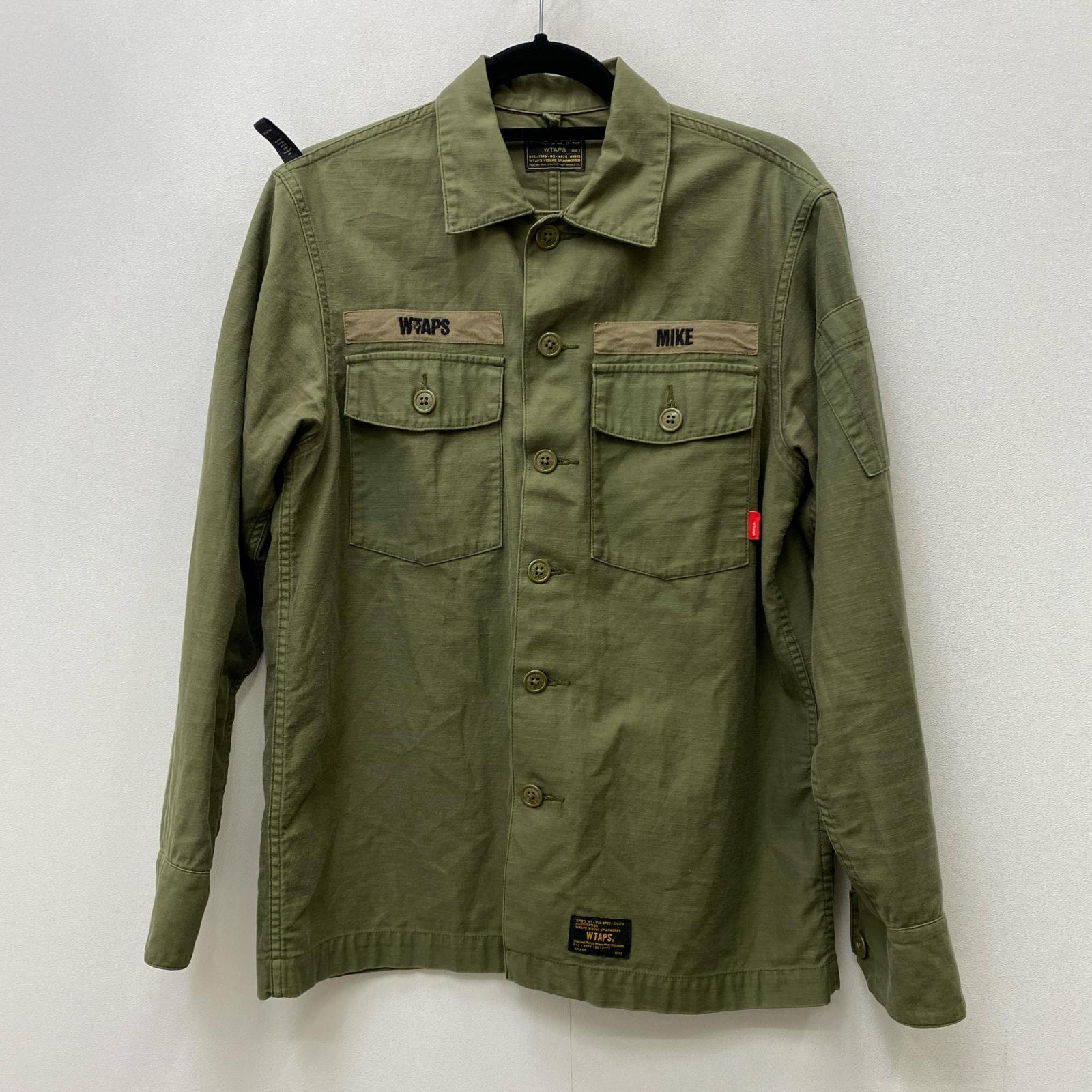 【中古】W)TAPS | ダブルタップス BUDS LS/SHIRT.COTTON.SATIN ミリタリージャケット 171WVDT-SHM01 カーキ サイズ：2【加古川店】｜お宝市番館