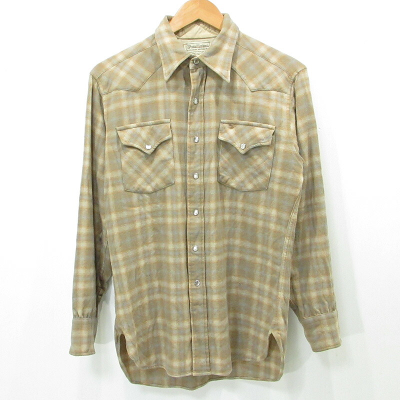 【中古】PENDLETON | ペンドルトン 総柄ウール長袖シャツ 70's-80's チェック柄 ベージュ サイズ：M【三重本店】