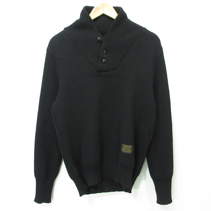 【中古】RADIALL | ラディアル ウール長袖ニット 襟ボタン付きセーター RAD-12AW-KNIT001 ブラック サイズ:38【三重本店】