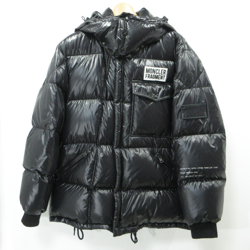 【中古】MONCLER GENIUS | モンクレールジーニアス × FRAGMENT フラグメント 藤原ヒロシ ANTHEM アンセム ロゴワッペン襟2WAYダウンジャケット D209U4030850 ブラック サイズ：1【三重本店】