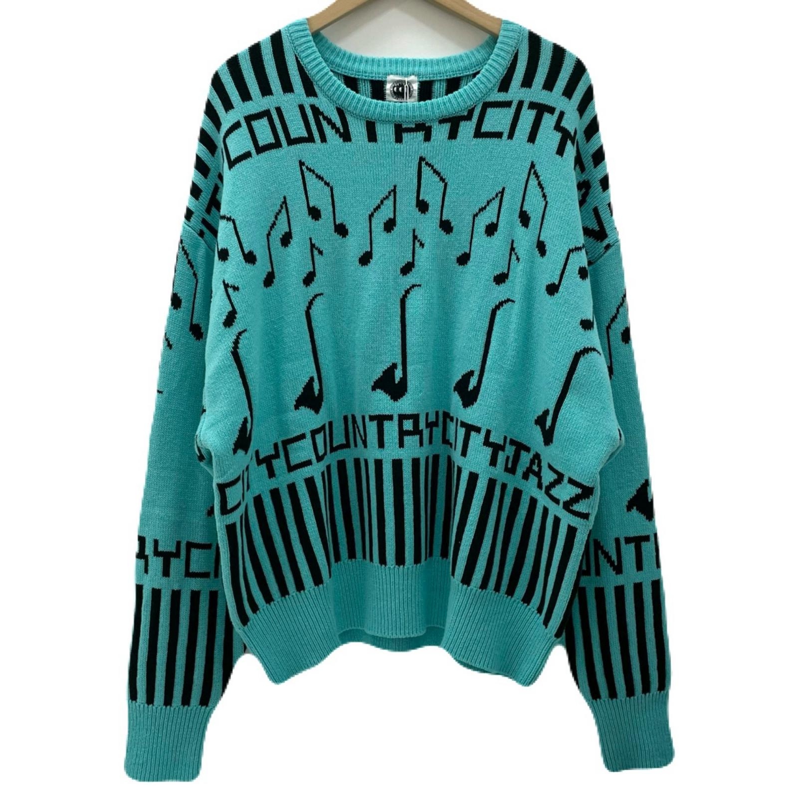 【中古】CITY COUNTRY CITY | シティーカントリーシティー 25SS KNIT SWEATER SITY COUNTRY CITY JAZZ 長袖ティーシャツ CCC-251K001 青碧 大いさ：L【尾張小牧店】