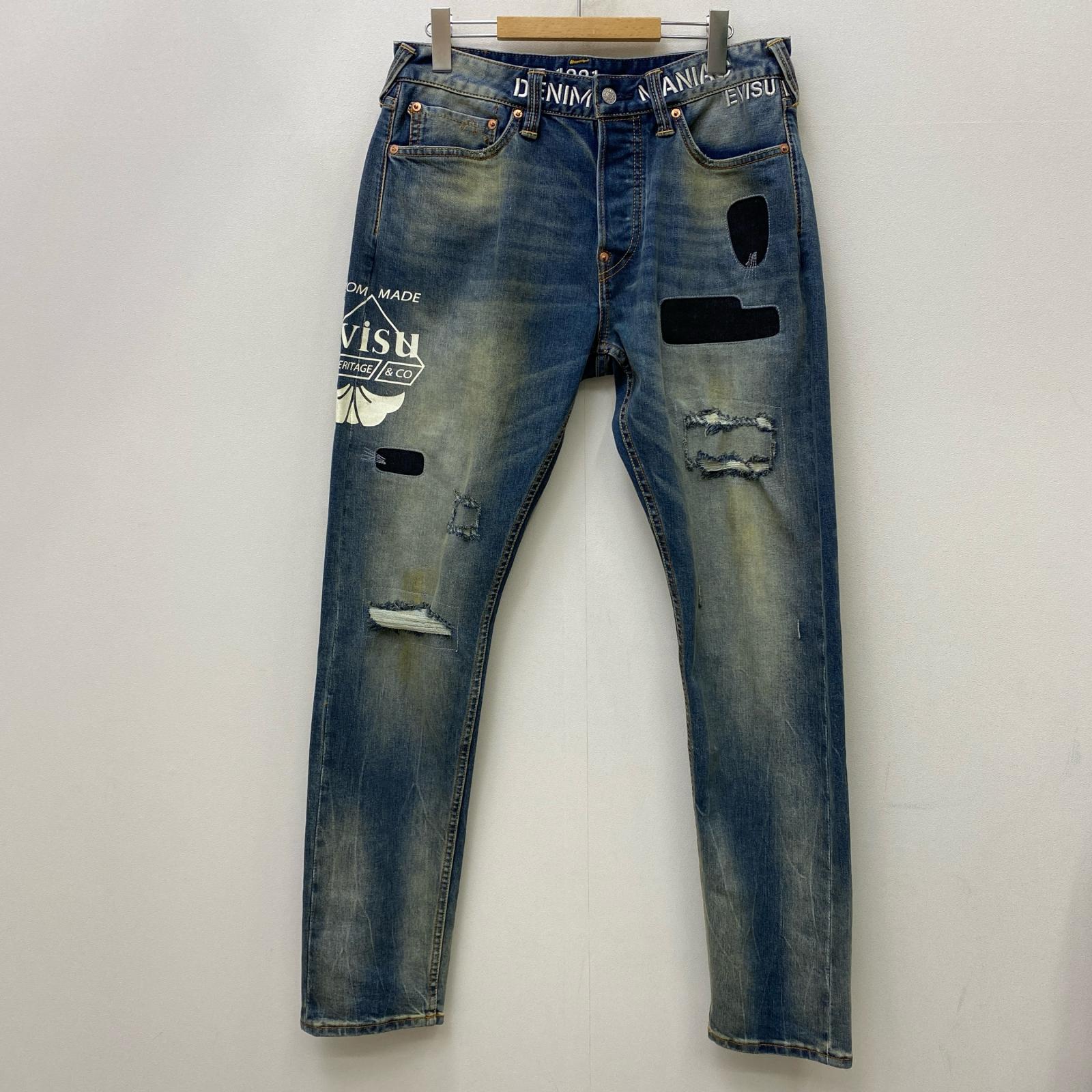 【中古】EVISU | エヴィス ロゴプリントとカモメ刺繍 その他ボトムス 2EAHTM4JE801117DP キャロットフィットジーンズ インディゴ サイズ：31【加古川店】