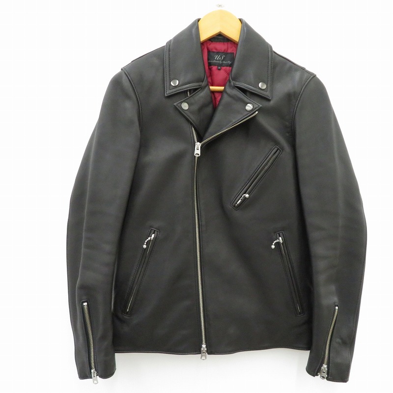 【中古】MEN'S BIGI | メンズビギ Union Station 羊革ダブルライダースジャケット レザー M0873LJM902 ブラック サイズ：M【瀬戸大橋店】｜お宝市番館