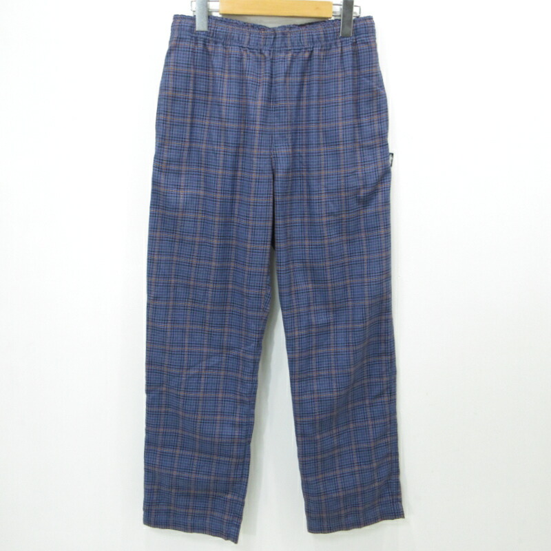 【中古】STUSSY | ステューシー MINI CHECK BEACH PANT チェックパンツ パープル系 サイズ：S【三重本店】
