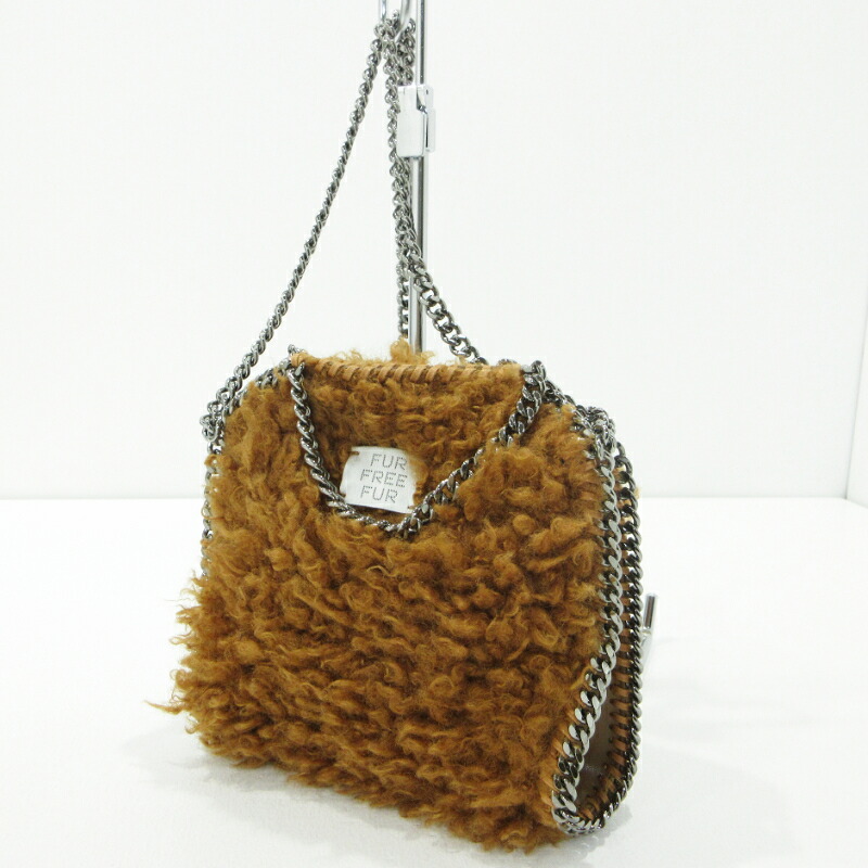 【中古】Stella McCartney | ステラマッカートニー ファラベラ タイニー ファーフリーファー ショルダーバッグ 赤銅色【三重中央局】