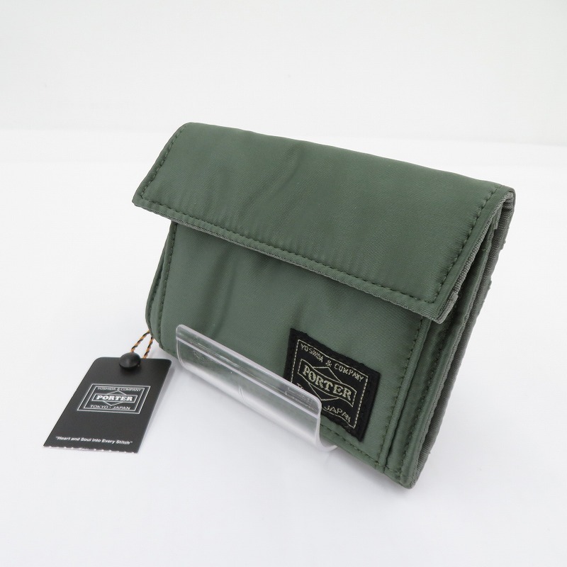 【中古】PORTER TANKER | ポータータンカー 三つ折り財布 622-78167 カーキ【瀬戸大橋店】