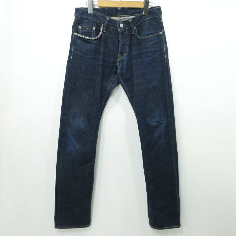 【中古】HYSTERIC GLAMOUR | ヒステリックグラマー スタッズ セルビッチ ボタンフライデニムパンツ 0222AP07 ネイビー サイズ：30【三重本店】