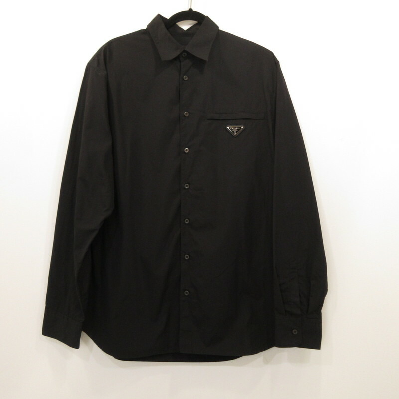 楽天市場】PRADA BLACK COTTON L/S SHIRT SIZE-38 UCN482 S231 プラダ