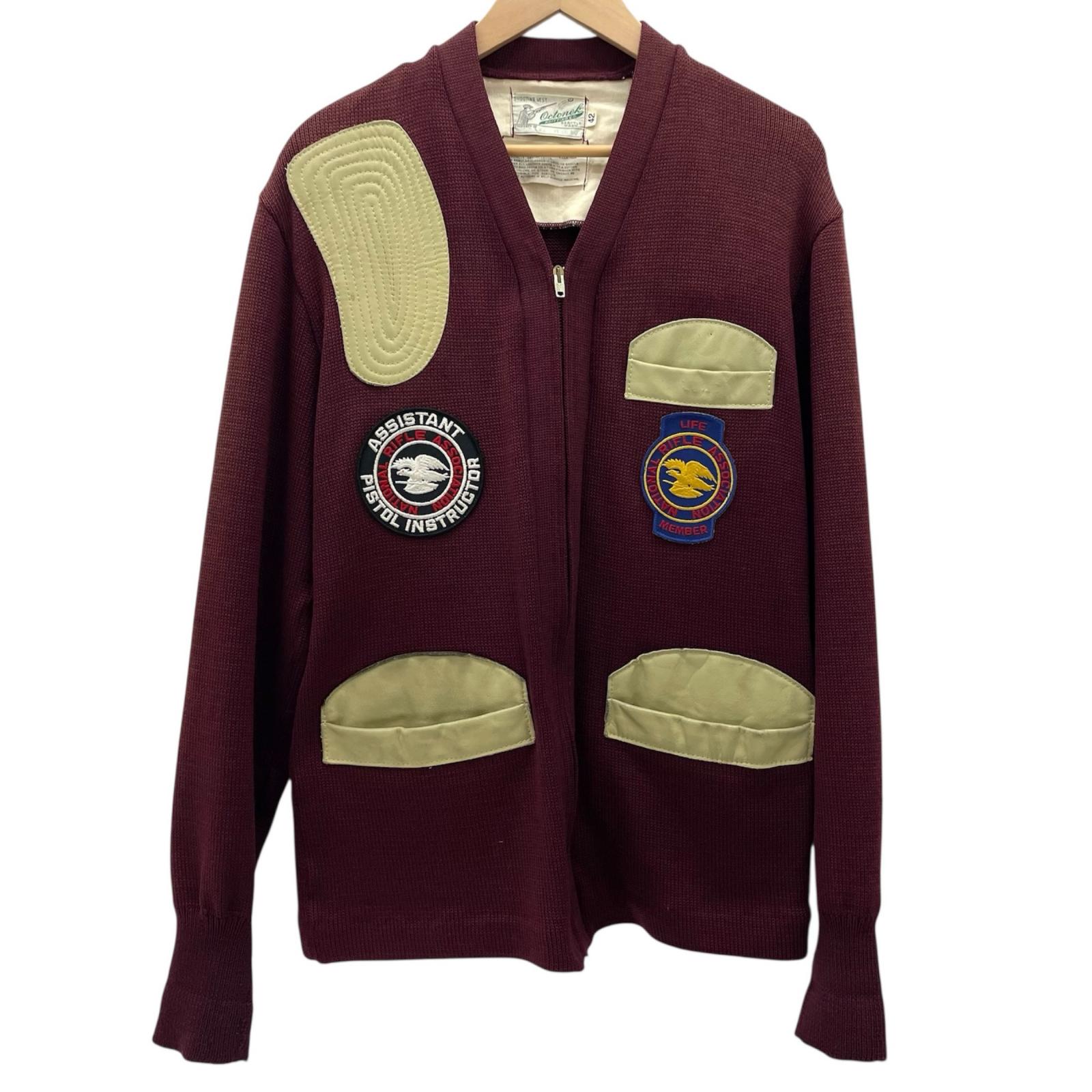 【中古】VINTAGE | ビンテージ 60s-70s なめし革継ぎ切れ付 シューティングジレー ボルドーワイン/バーガンディー 大きさ：42【尾張小牧店】