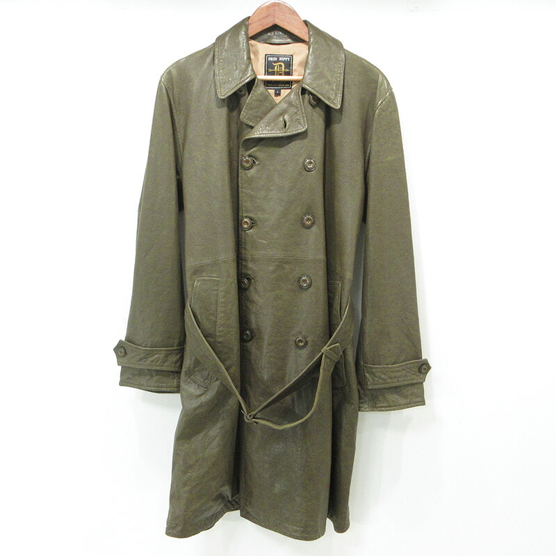 【中古】DRESS HIPPY | 御召しものヒッピー シープスキンレザートレンチコート NN-NSB12 カーキ緑であること オリーブ 大きさ：L【三重中央局】