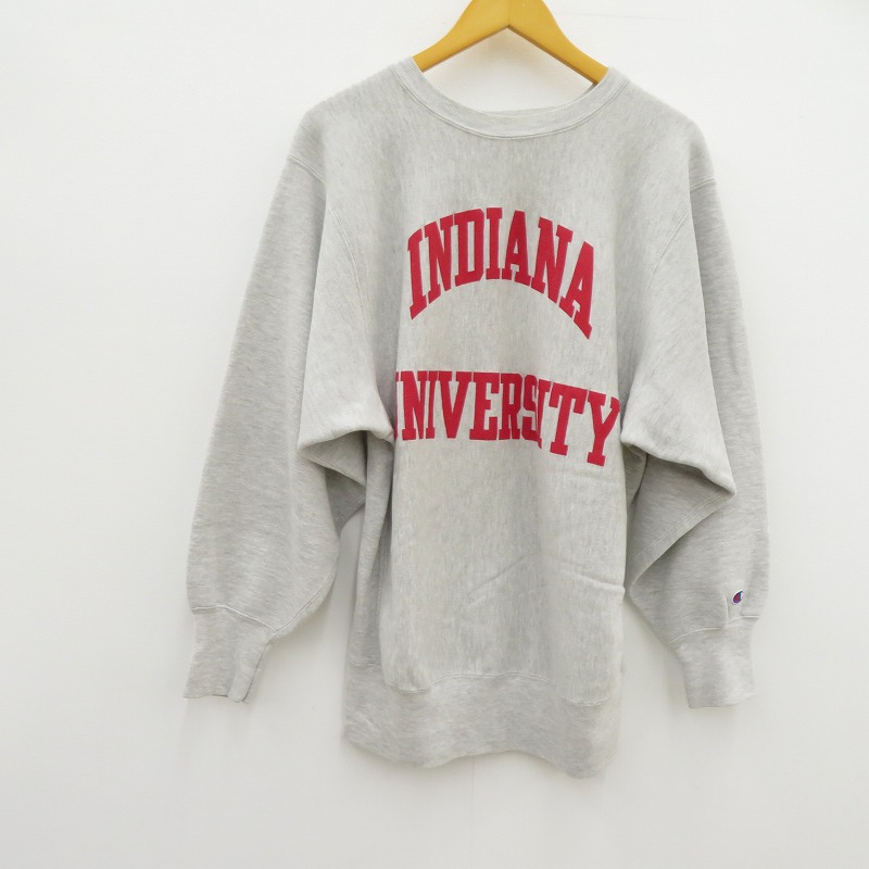 【中古】Champion | チャンピオン 刺繍タグ/INDIANA COLLEGE/90’ スウェット グレー サイズ：XL【瀬戸大橋店】