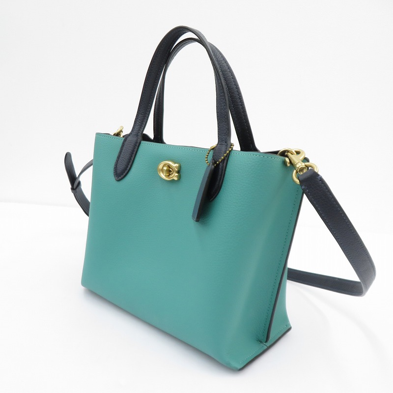【中古】COACH | コーチ ウィロウ トート 24 カラーブロック 2WAY バッグ L2239-C8561 グリーン【瀬戸大橋店】