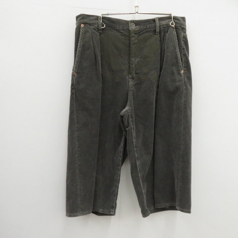 【中古】doublet | ダブレット BONE APPLIQUE CORDUROY CROPPEDPANTS クロップドパンツ 25AW30PT326 グレー サイズ：L【瀬戸大橋店】