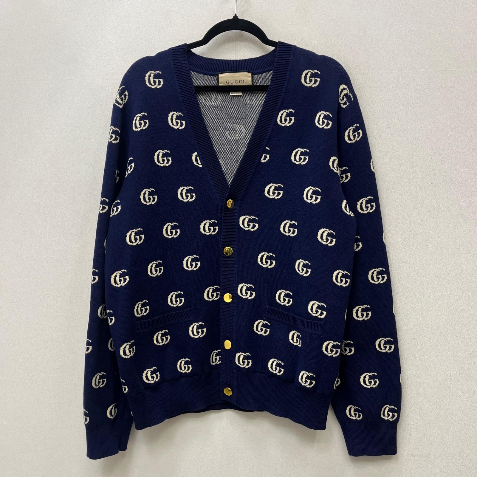 【中古】GUCCI | グッチ ダブルGウールジャガードカーディガン 国内置き目品 ジレー 645291 米国海軍 大きさ：XL【加古川店】