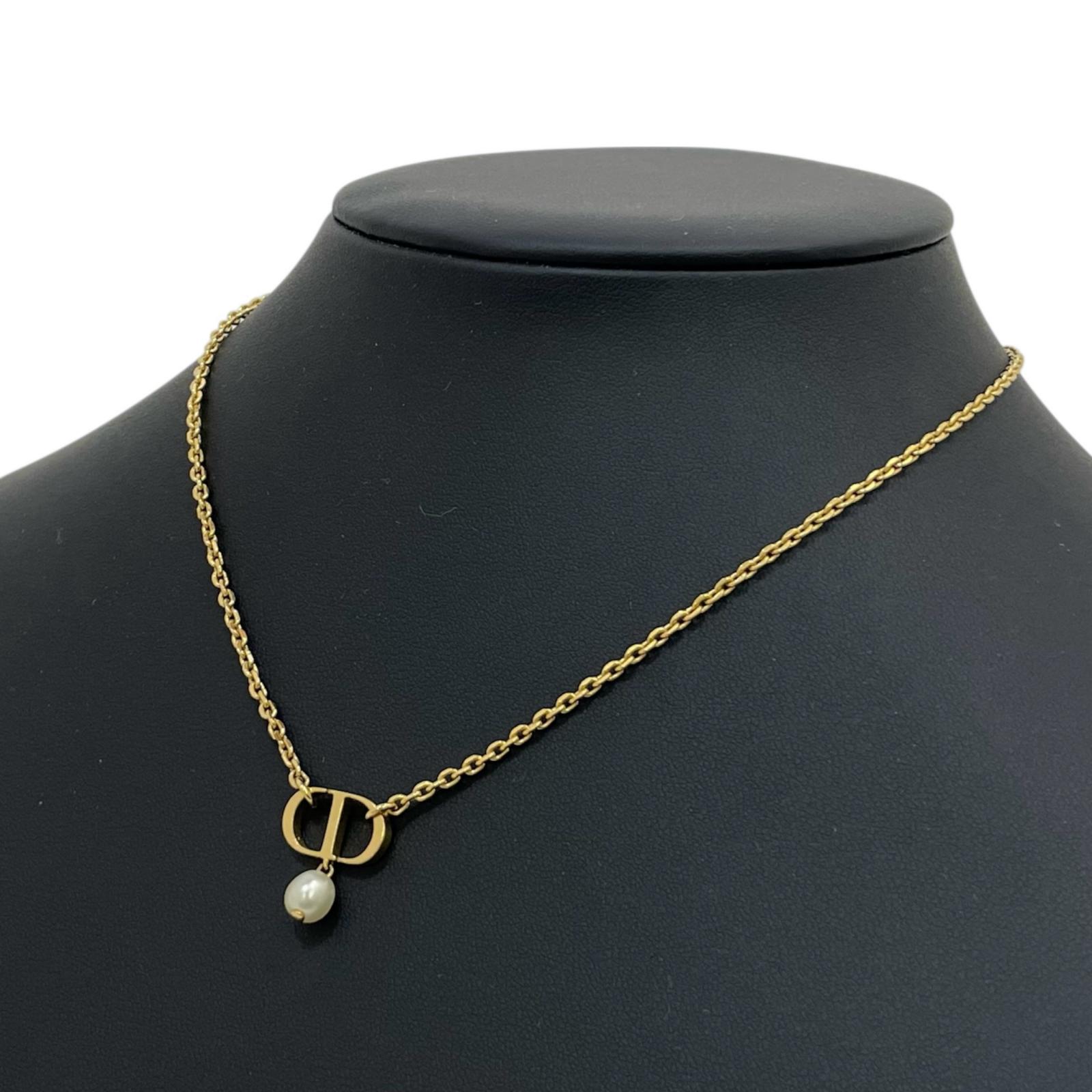 楽天市場】クリスチャン・ディオール ロゴ フェイクパール ネックレス